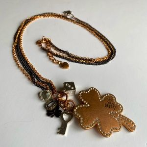 Betsey Johnson Rose Gold Good Luck Charms Necklace